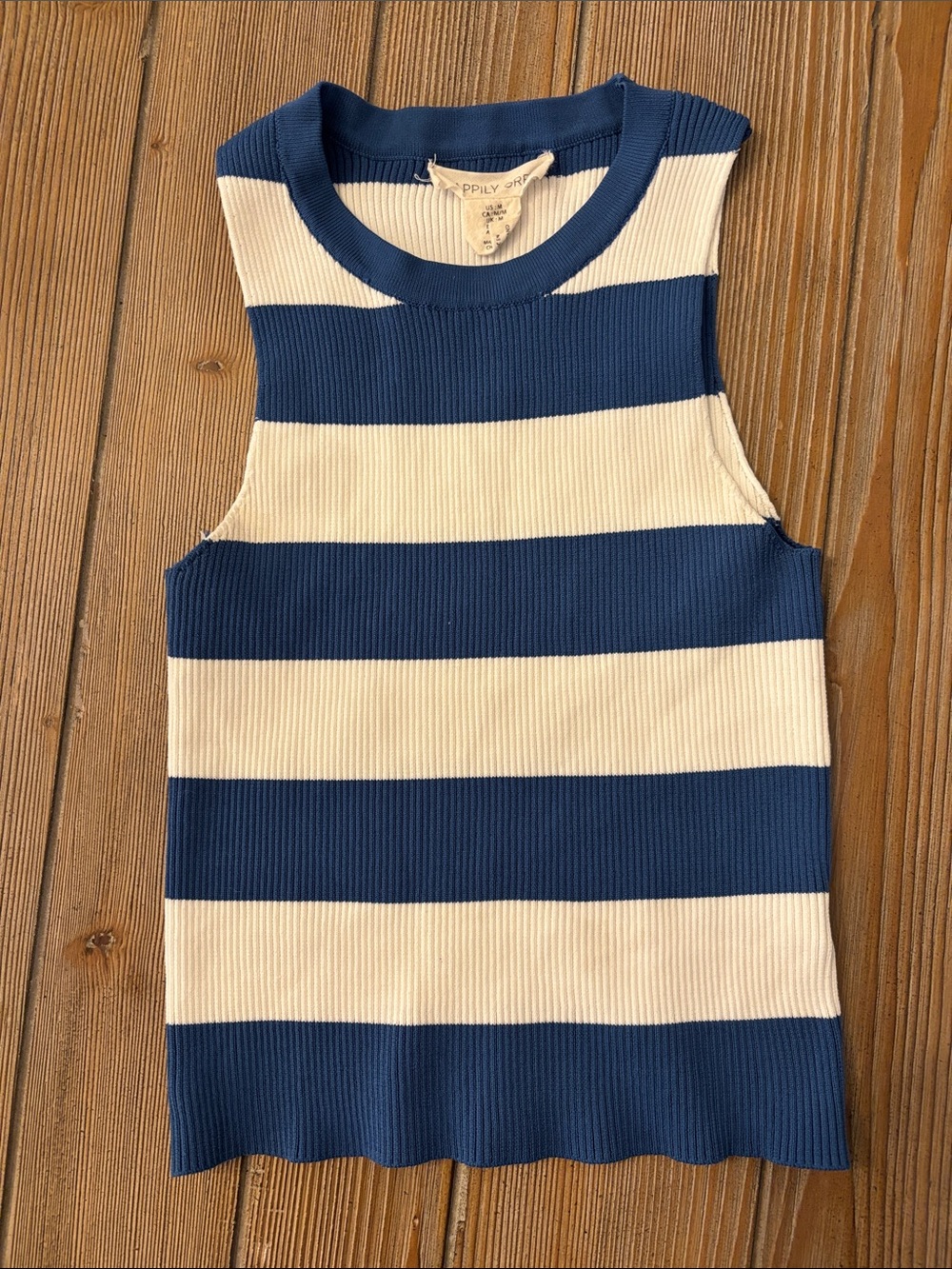 Striped Ribbed Tank Top - Blue & White - Kids